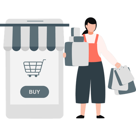 Girl holding shopping bags  Illustration