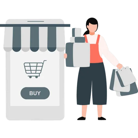 Girl holding shopping bags  Illustration