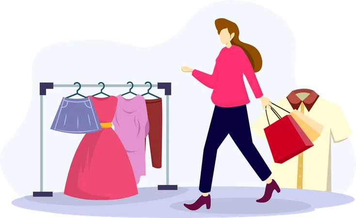 Girl holding shopping bags  Illustration