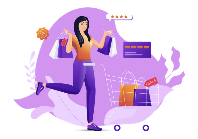 Girl holding shopping bags  Illustration