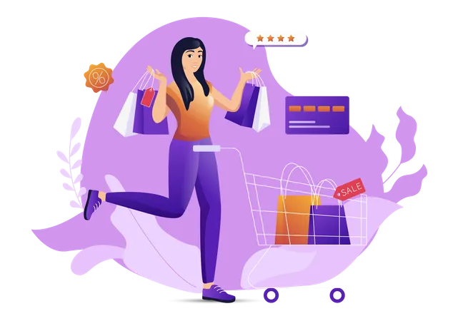 Girl holding shopping bags  Illustration