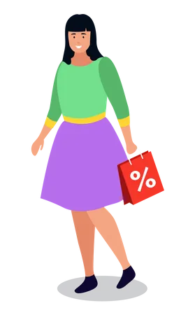 Girl holding shopping bags  Illustration