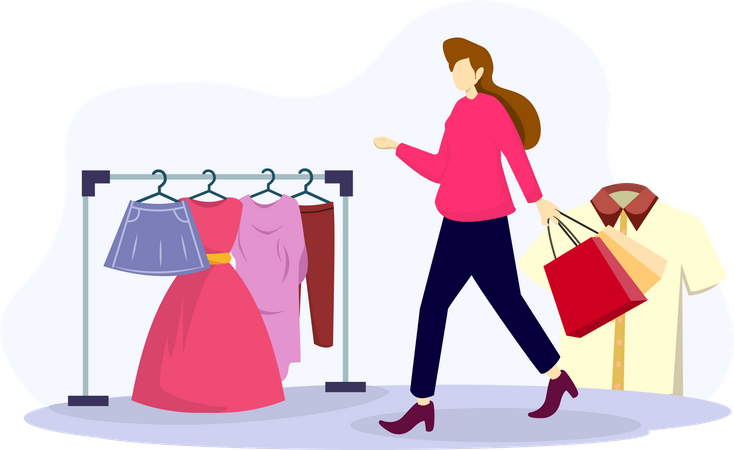 Girl holding shopping bags  Illustration