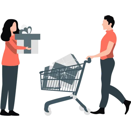 Girl holding shopping gift  Illustration