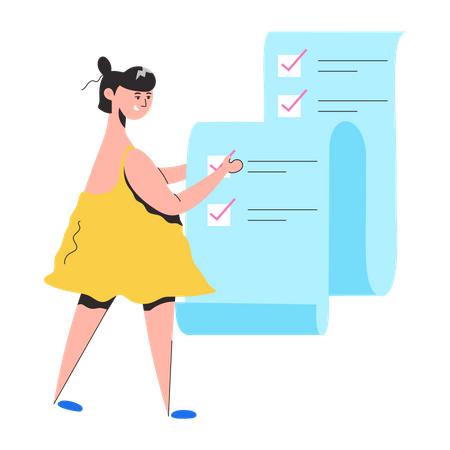 Girl holding Shopping List  Illustration