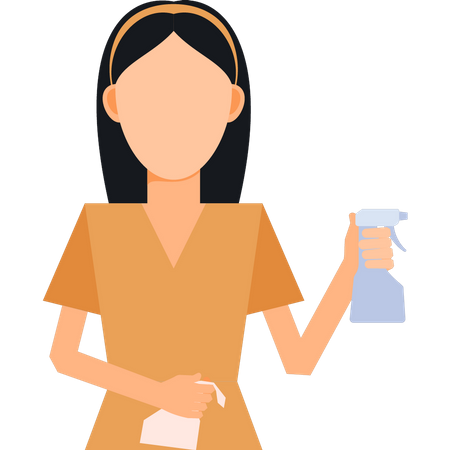 Girl holding shower and cloth  Illustration