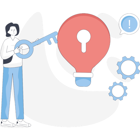 Girl holding solution key  Illustration