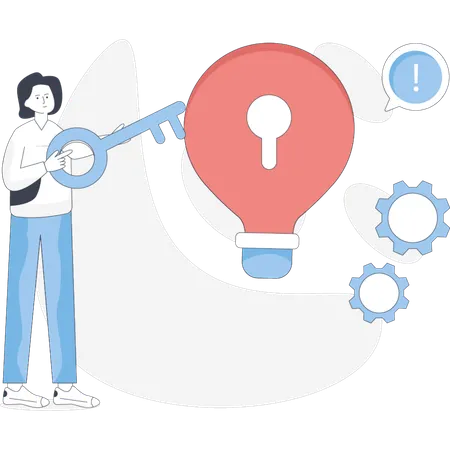 Girl holding solution key  Illustration
