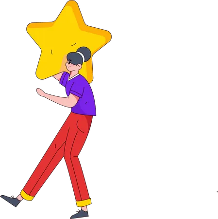 Girl holding star  Illustration