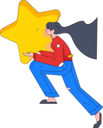 Girl holding star  Illustration