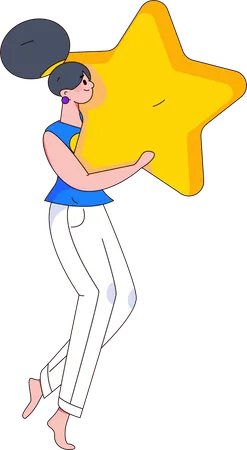 Girl holding star  Illustration