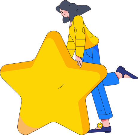 Girl holding star  Illustration