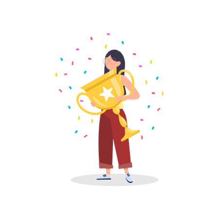 Girl holding Star Trophy  Illustration