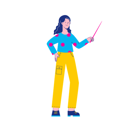 Girl holding stick Illustration