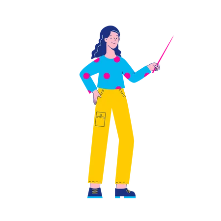 Girl holding stick  Illustration