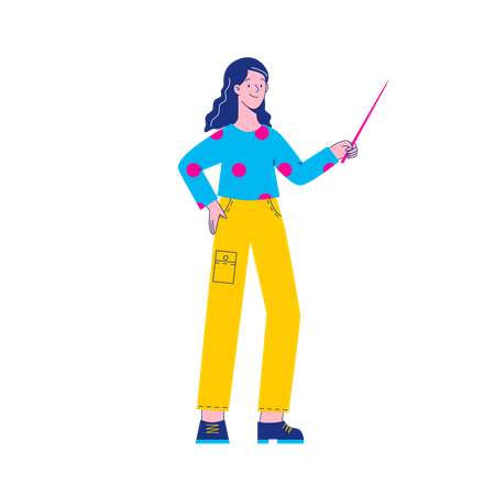 Girl holding stick  Illustration