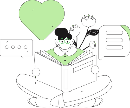 Girl holding survey book  Illustration