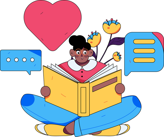 Girl holding survey book  Illustration