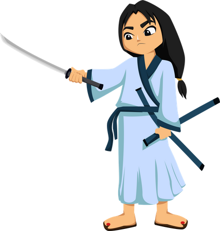 Girl holding sward  Illustration