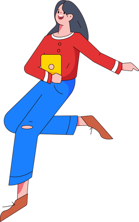 Girl holding tablet  Illustration
