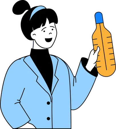 Girl holding thermometer  Illustration