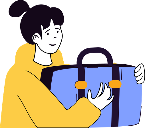 Girl holding travel bag  Illustration