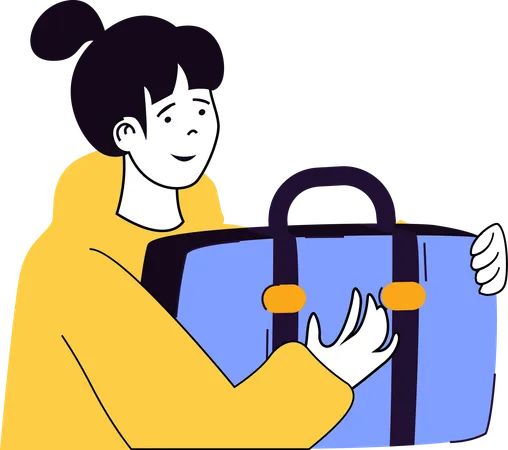 Girl holding travel bag  Illustration