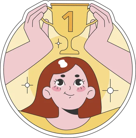 Girl holding trophy cup  Illustration