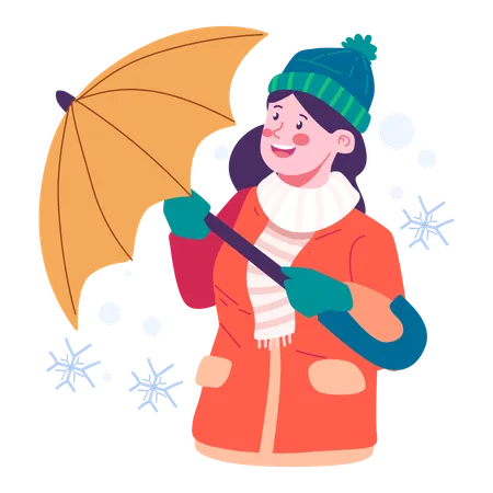 Girl holding umbrella  Illustration