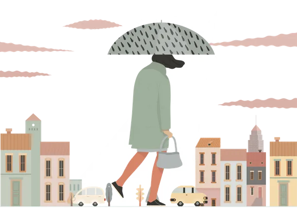 Girl holding umbrella Illustration