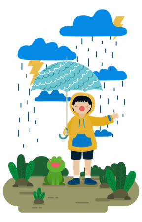 Girl holding umbrella Illustration