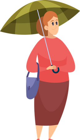Girl Holding Umbrella  Illustration