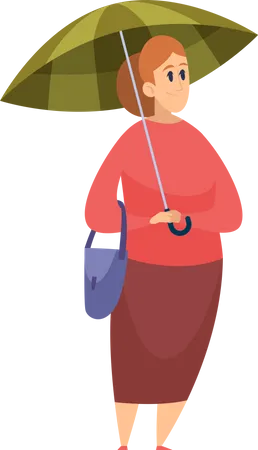 Umbrella People Depressed Character Raining Day Walking Illustration
