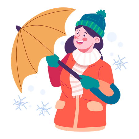 Girl holding umbrella  Illustration