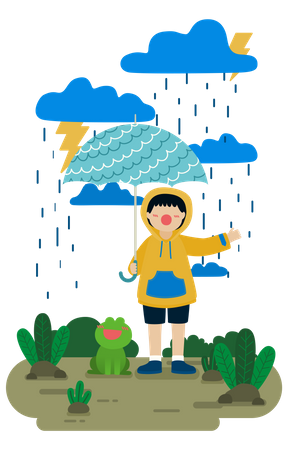 Girl holding umbrella  Illustration