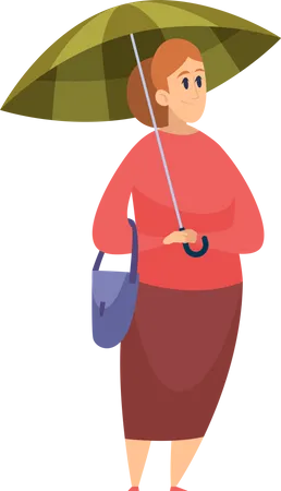 Girl Holding Umbrella  Illustration