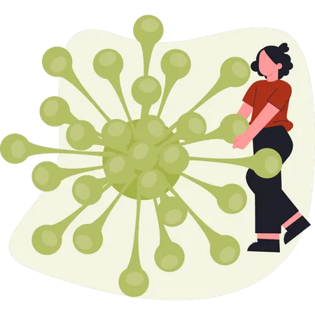 Girl holding virus  Illustration