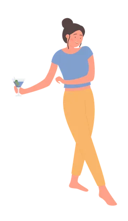 Girl holding wine glass  Illustration