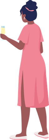 Girl holding wine glass  Illustration