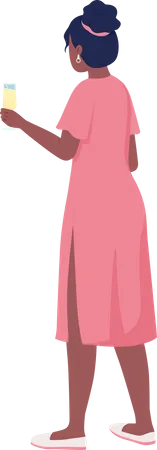 Lady In Pink Dress For Formal Occasion Semi Flat Color Vector Character Editable Figure Full Body Person On White Wedding Simple Cartoon Style Illustration For Web Graphic Design And Animation Illustration