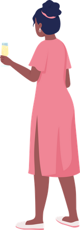 Girl holding wine glass  Illustration