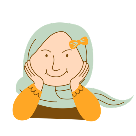 Girl holds both of her cheeks  Illustration