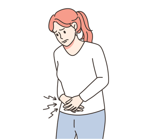 Girl in abdomen pain  Illustration