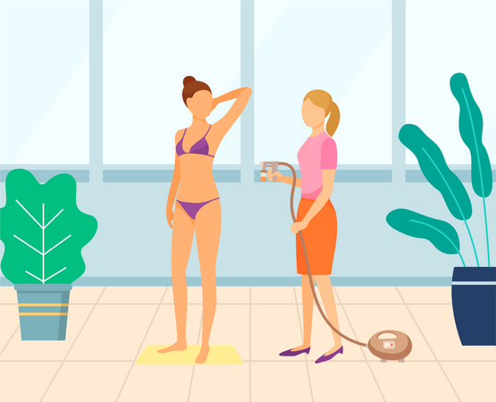 Girl in artificial Suntan  Illustration