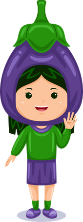 Girl in aubergine costume  Illustration
