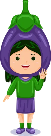 Girl in aubergine costume  Illustration