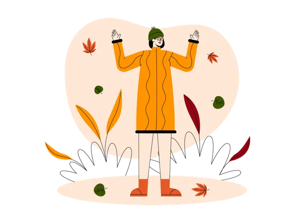 Girl in autumn clothes  Illustration