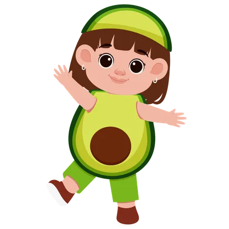 Girl in Avocado Costume  Illustration