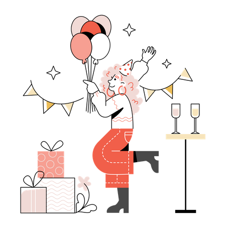 Girl in birthday party  Illustration