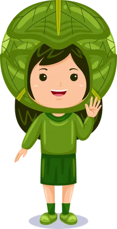 Girl Kids Cabbage Character Costume Illustration